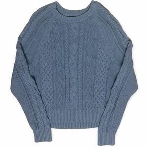Vintage Y2K GAP Baby Blue Fisherman Cable Knit Sweater L Preppy Coquette Cozy